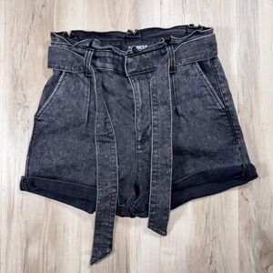 Express High-Waist Charcoal Denim Shorts